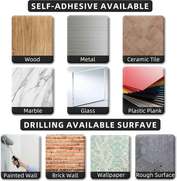 Paper Towel Holder - Self-Adhesive or Drilling, Matte Black, Upgraded Aluminum Kitchen Roll Dispenser Under Cabinet, Lighter but Stronger Than Stainless Steel!