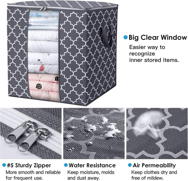 Storage bags for comforters and bedding with large capacity and sturdy zippers