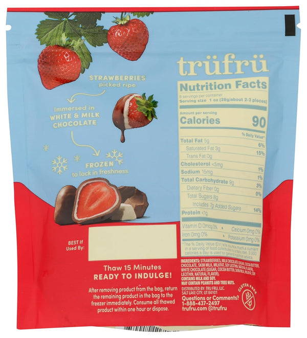 Frozen Strawberries White And Milk Chocolate 8 Ounce Tru Fru Product