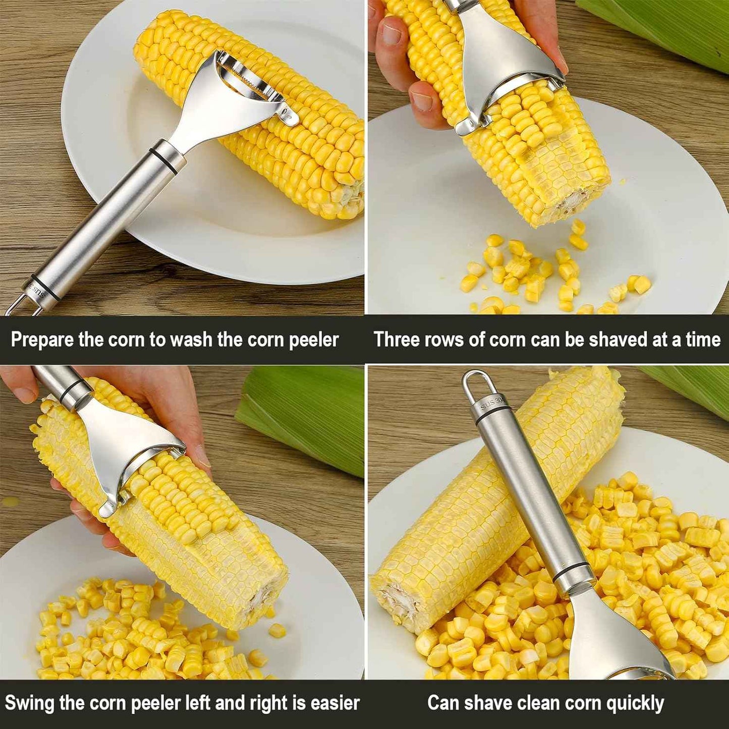Corn Peeler Stainless Stee Corn Cob Stripper Tool Corn Thresher from the Cob, Removes Corn Kernels From Corn Cobs In Seconds, Kitchen Gadget