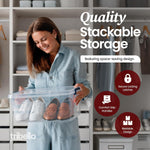 Tribello Clear Stackable Plastic Storage Containers with Lids, 16 Qt, 2 Pack