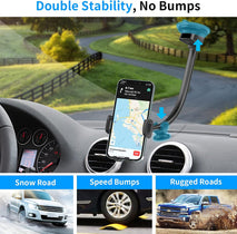 APPS2Car 14'' Gooseneck Car Phone Holder,Heavy Duty Phone Holder for Truck, [Flexibile Long Arm] [Anti Shake stabilizer] Windshield Car Phone Mount Suction Cup,Fit for iPhone, Samsung (Mirror Black)