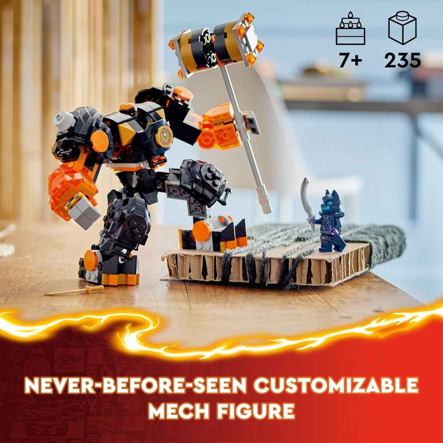 LEGO NINJAGO Cole’s Elemental Earth Mech Mini Ninja Toy, Customizable Action Figure Adventure Toy with Cole and Wolf Warrior Minifigures, Ninja Gift for Boys, Girls and Kids Ages 7 and Up, 71806