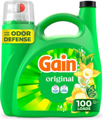 Gain Liquid Laundry Detergent, Freshness, Odor Defense, High Efficiency Washing Machine Liquid Laundry Soap, Original Scent, 132 fl oz, 100 Loads (Packaging May Vary)