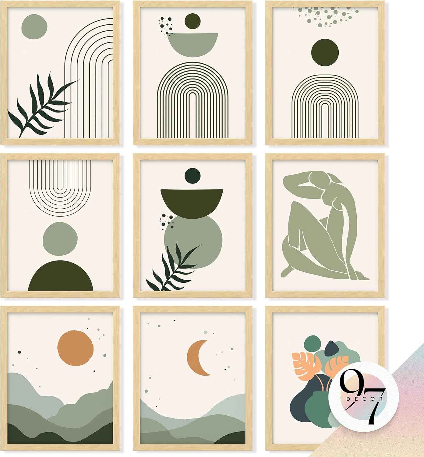 97 Decor Sage Green Room Decor Aesthetic - Sage Green Wall Decor, Sage Matisse Wall Art Prints, Green Posters Wall Collage, Pastel Aesthetic Pictures for Teen Girls Dorm Bedroom (Unframed)