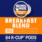Maxwell House Breakfast Blend Mild Roast K-Cup Coffee Pods, 84-count box