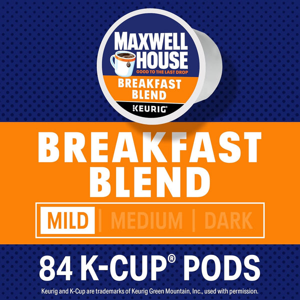 Maxwell House Breakfast Blend Mild Roast K-Cup Coffee Pods, 84-count box
