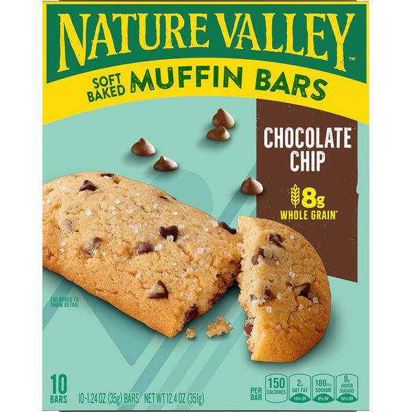 Nature Valley Soft Baked Muffin Bars, Chocolate Chip, 10 Bars, 12.4 oz
