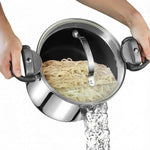 Gotham Steel 5 Quart Stock Pot Multipurpose Pasta Pot with Strainer Lid & Twist and Lock Handles, Nonstick Ceramic Surface Makes for Effortless Cleanup with Tempered Glass Lid, Dishwasher Safe