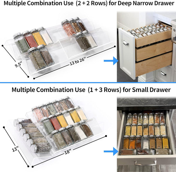 Clear Acrylic Spice Drawer Organizer for Kitchen