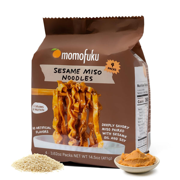 Momofuku Soy & Scallion Ramen Noodles, 4 Pack, Instant Noodles with 10g Protein, Restaurant Quality