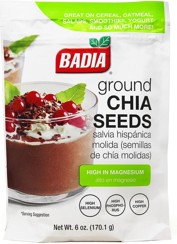 Badia Ground Chia Seeds, 16 oz – Superfood for Smoothies, Baking & Cooking – Source of Fiber, Omega-3 & Protein