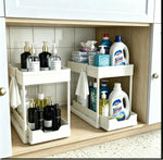 DEKAVA Under Sink Organizer 2 Pack, Bathroom Cabinet Organizer, 2 Tier Sliding Cabinet Basket