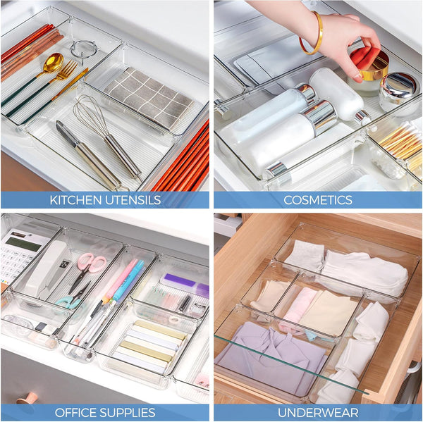 6 Pack Drawer Organizer with Non-Slip Pads for Desk Storage