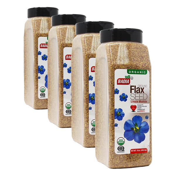 Badia Organic Ground Flax Seed, 16 oz - Superfood High in Fiber & Omega-3, Certified Organic, Non-GMO, Gluten-Free & Vegan-Friendly