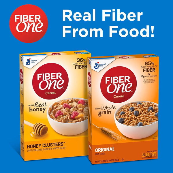 Fiber One Original Bran High Fiber Cereal, 19.6 oz, whole grain, high fiber breakfast or snack