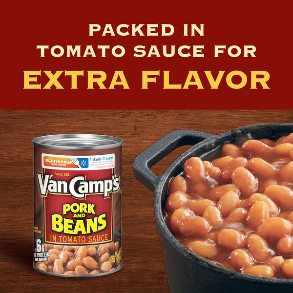 Van Camp's Pork and Beans - Classic Canned Beans in Tomato Sauce, 15 oz