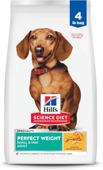 Hill's Science Diet Adult Perfect Weight Small & Mini Dry Dog Food, 4 lb. Bag with Chicken