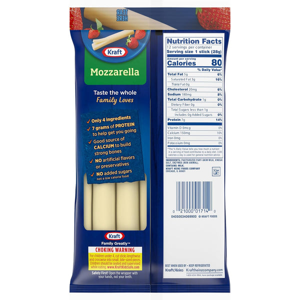 Kraft String Cheese Mozzarella Cheese Snacks (12 ct Sticks)