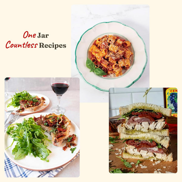 cento chefs sun dried tomatoes in oil & spices, gluten-free, non-gmo, low sodium italian tomatoes, 10 ounce jar