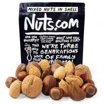Mixed nuts in shell assortment, 2 pounds, premium walnuts, almonds, hazelnuts, pecans, and Brazil nuts
