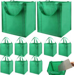 NERUB 10 Pack Reusable Reinforced Handle Grocery Bags - Heavy Duty Large Shopping Totes with Thick Plastic Bottom can hold 40 lbs