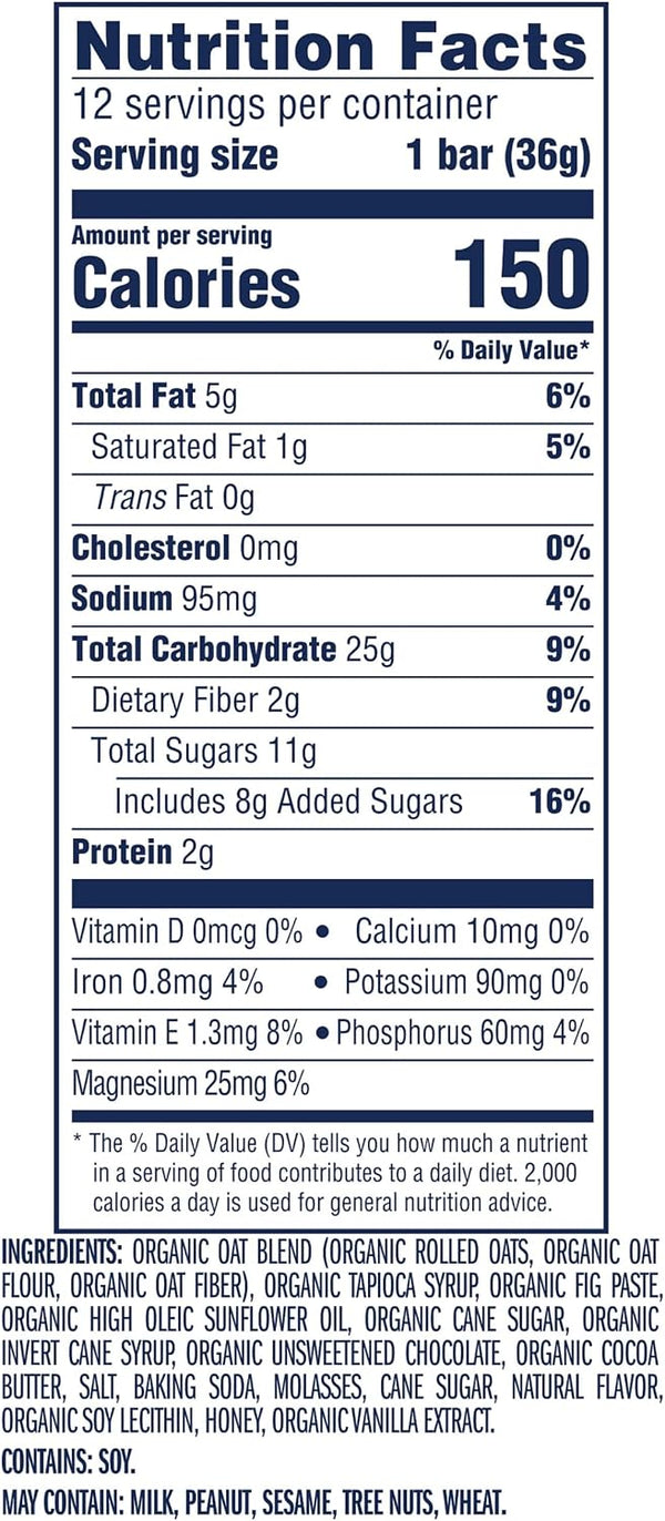 Soft-baked energy snack bars with 12g whole grains and USDA organic granola