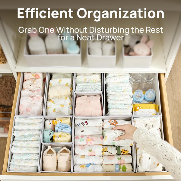 18-pack baby clothes organizer with 3 sizes for closet drawers