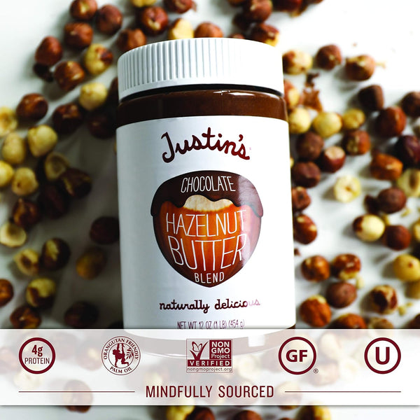 Justin's Organic Hazelnut Almond Butter Chocolate Spread, 16 Ounces, Gluten-free, No Stir, Kosher