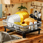 Stainless Steel Dish Drying Rack for Kitchen Counter with Removable Utensil Holder
