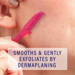 Schick Hydro Silk Touch-Up Dermaplaning tool for precision eyebrow shaping and peach fuzz removal, 3ct