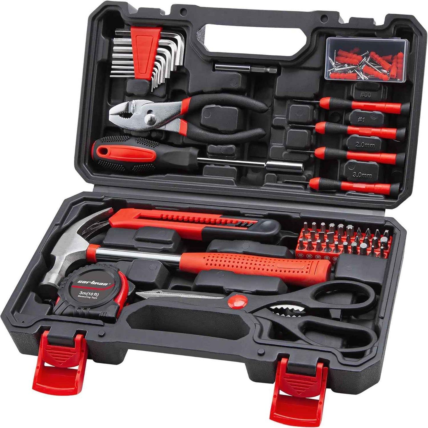 CARTMAN 39 Piece Tool Set General Household Hand Kit with Plastic Toolbox Storage Case Orange
