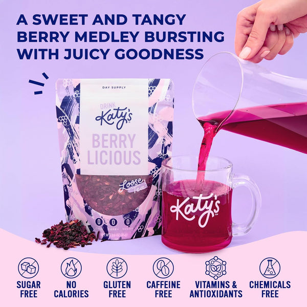 Katy's Berry Loose Leaf Tea - Hibiscus, Blueberry & Cranberry - Fruity Herbal Tea