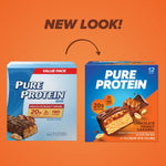 Pure Protein Chocolate Peanut Caramel Bars - 20g Protein, 3g Sugar, 190 Calories, 12 Count, Gluten Free
