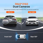 70mai 4K front and rear dash cam with STARVIS, Wi-Fi, GPS, and ADAS features