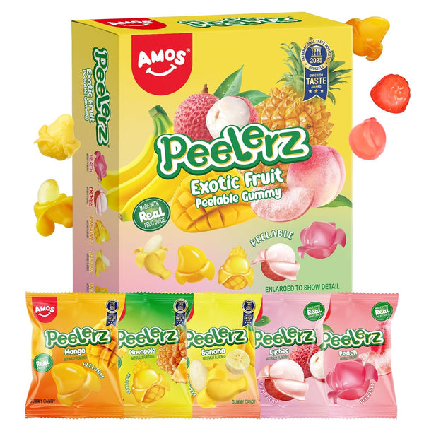 AMOS Peelerz Exotic Fruit Peelable Gummy Candy Variety Pack