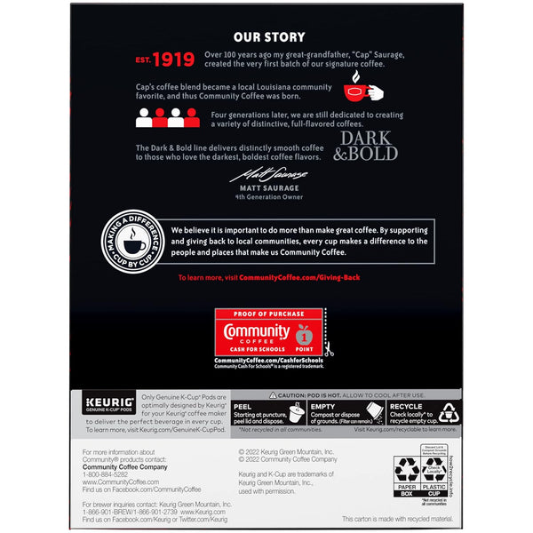 Community Coffee Dark & Bold Espresso Roast 24 Count Coffee Pods for Keurig 2.0 Brewers