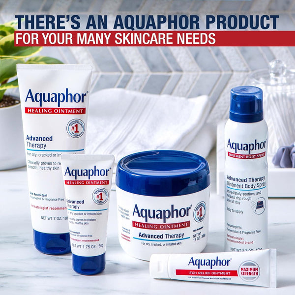 Aquaphor Healing Ointment, Advanced Therapy Skin Protectant, Moisturizer for Dry Cracked Skin, 7 Oz Tube