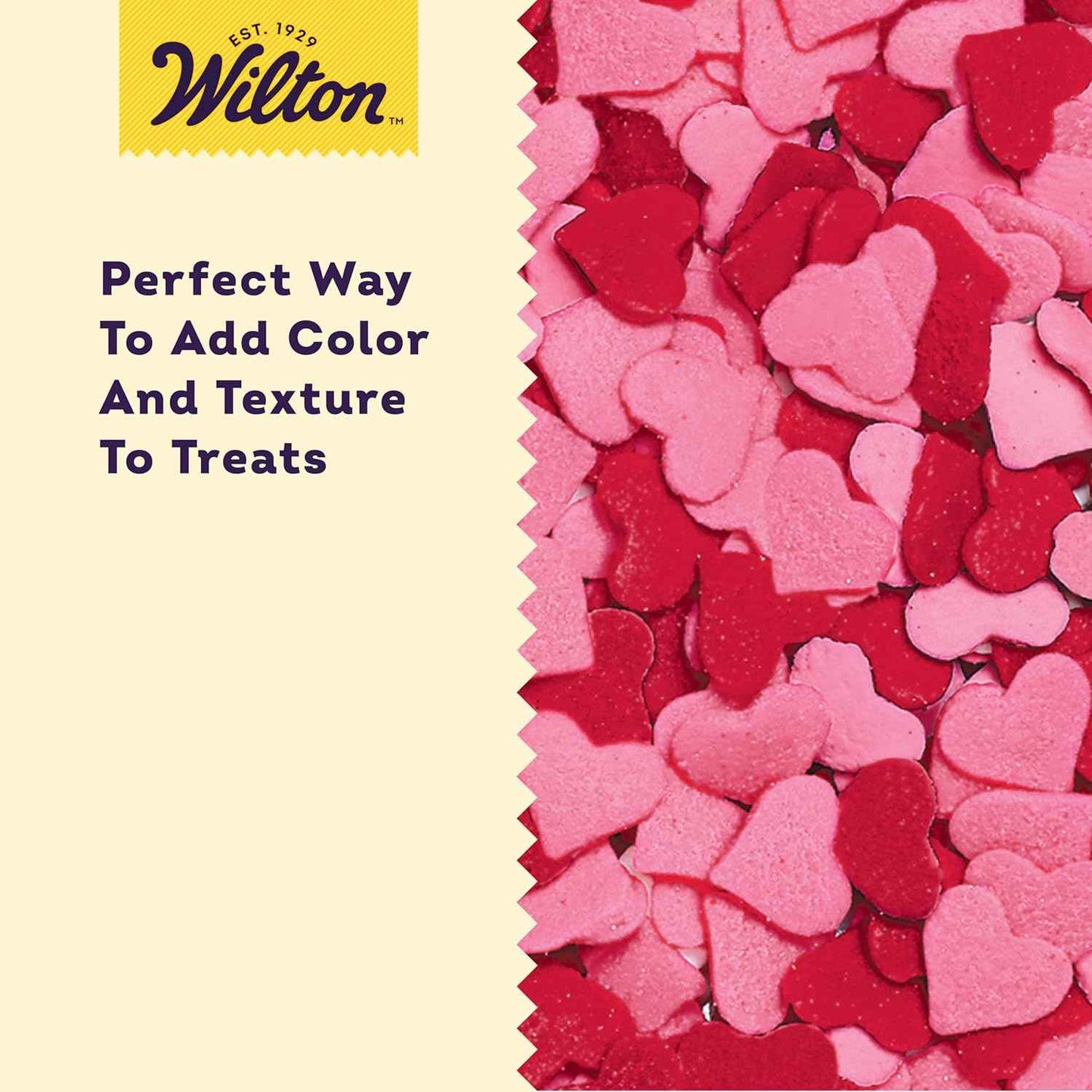 Wilton Jumbo Heart Sprinkles, Heart-Shaped Sprinkles for Valentine's Day Cakes, Cupcakes & Cookies, 3.2 oz, Red and Pink