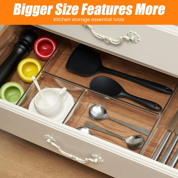 Clear Drawer Organizer Set for Kitchen and Office Storage