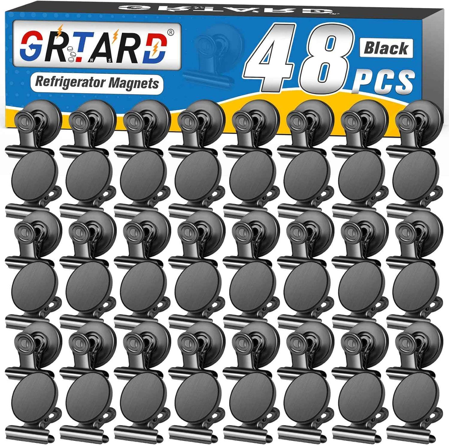 12pack Fridge Magnets Refrigerator Magnets Magnetic Clips Heavy Duty Detailed List Display Paper Fasteners on Home& Office& Teaching (Black, 12)
