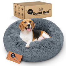 Petloox Donut Dog Bed - Dark Grey, Medium - Ultra-Plush Support for Anxiety Relief and Comfort
