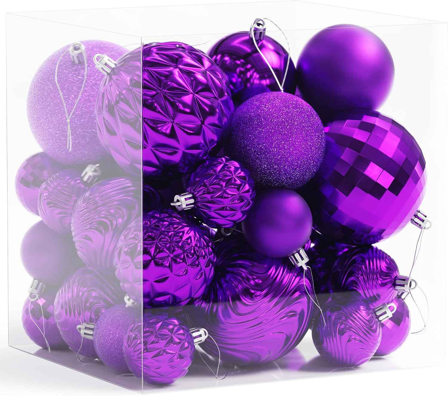 Annecy Christmas Tree Ornaments - 36 PCS Shatterproof Christmas Ball Ornaments Set for Holiday, Wreath & Party Decorations (Multi-Size, Red, Green, Gold)