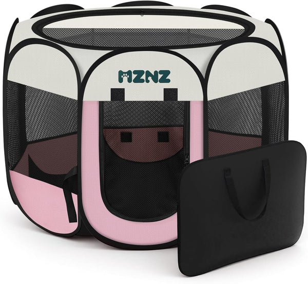 Grey dog cat playpen, portable puppy pet crate for small dogs, cats, rabbits, foldable dog cage enclosure with carrying case