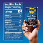 Bush's Best 15 oz canned black beans, gluten-free, low fat, source of plant-based protein and fiber, pack of 12