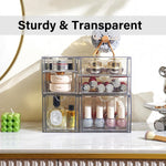 Clear Stackable Acrylic Drawer Makeup Organizer Set of 2