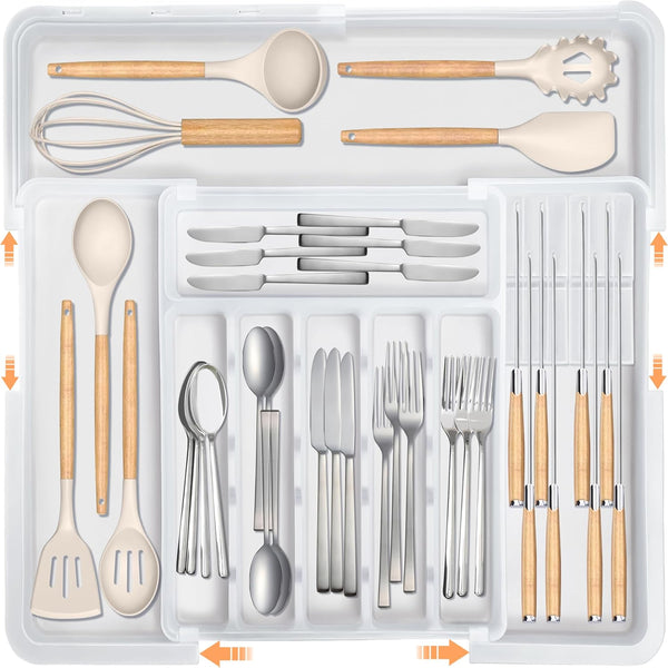 Large Expandable Silverware Organizer for Kitchen Drawers