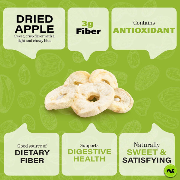 NUT CRAVINGS - Dried Apple Rings Slices, No Sugar Added - Chewy Soft Texture (16oz, 1 LB) Sweet Healthy Snack, Vegan, Kosher, Resealable Bag