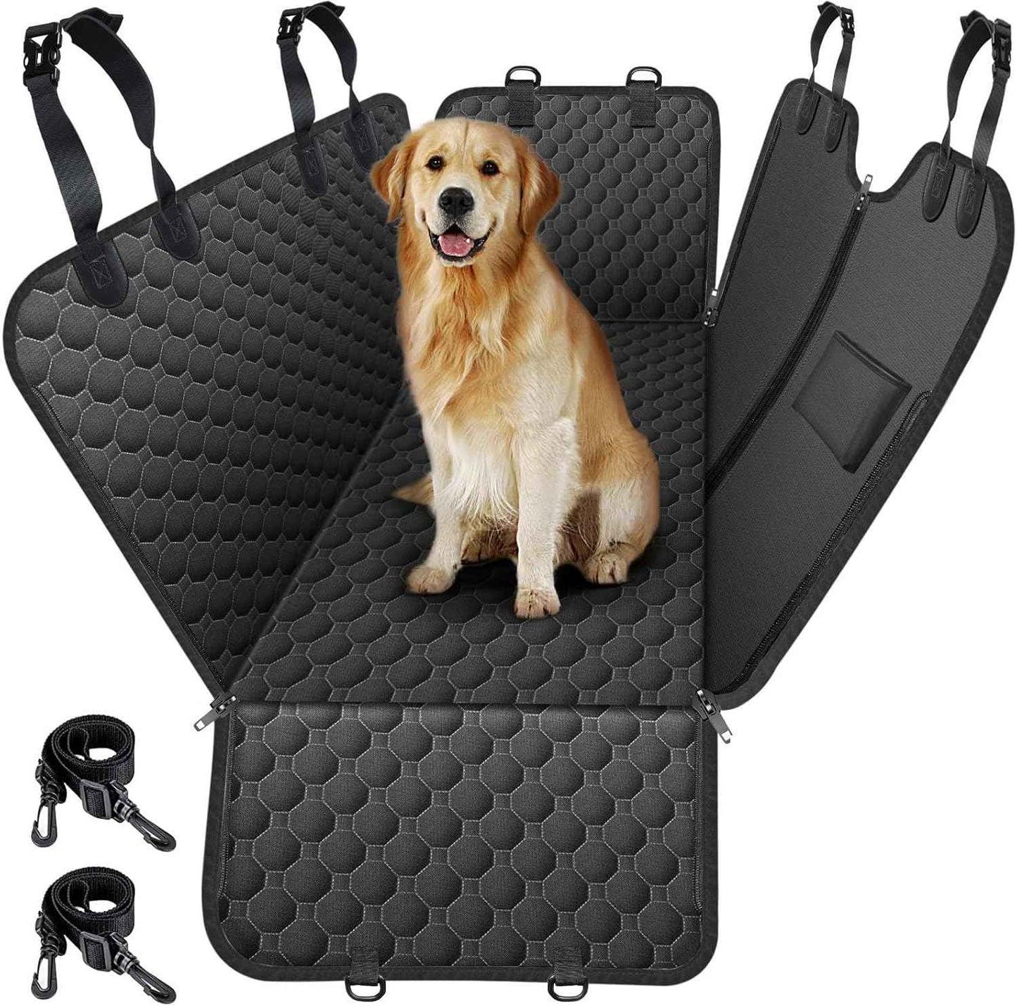 Mancro Dog Car Seat Cover for Back Seat, 2025 Upgraded 600D Heavy Duty Waterproof & Scratch-Resistant Dog Hammock for Car, Back Seat Pet Cover for Dogs with Sedan, Trucks and SUVs, Standard, Black