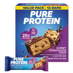 Pure Protein Chocolate Peanut Butter Bars, 20g Protein, 3g Sugar, 190 Calories, 12 Count, Gluten Free